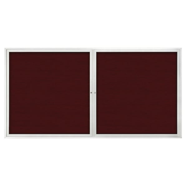 72"x36" 3-Door Enclosed Outdoor Letterboard, Burgundy/Satin